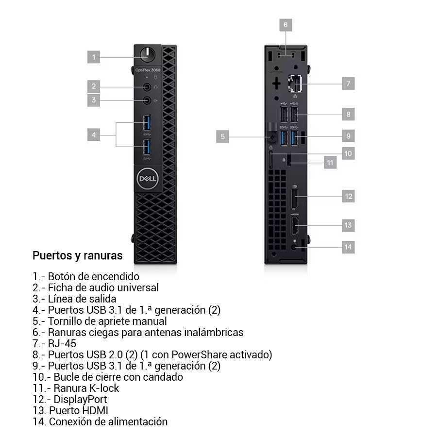 KIT MONITOR + MINI PC Desktop Dell Optiplex 3060 Micro (i5-8va, 8GB RAM 256GB SSD) + Teclado & Mouse-2