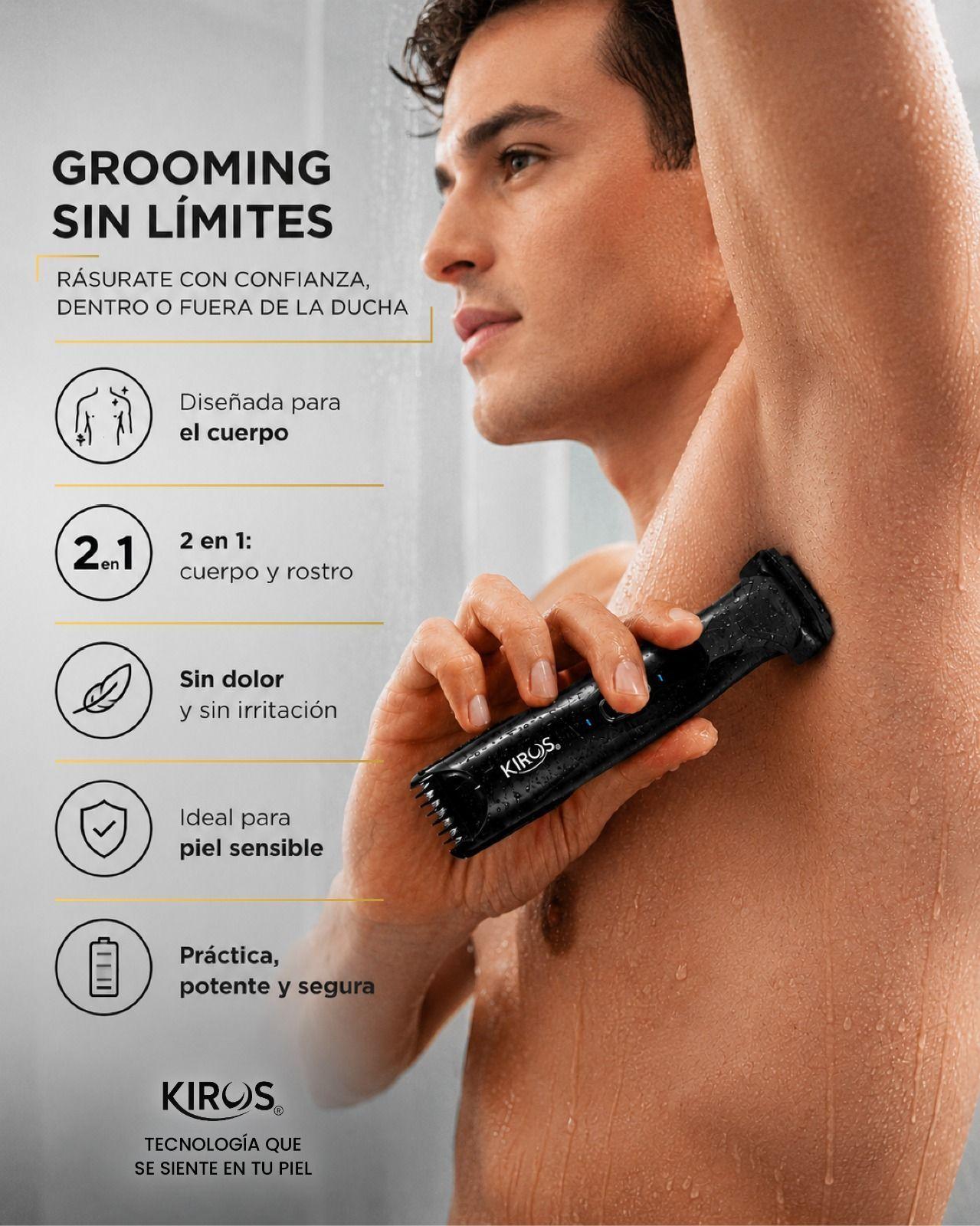 Rasuradora Corporal KIROS 2 en 1 | Barba, Cuerpo y Zonas Sensibles-5