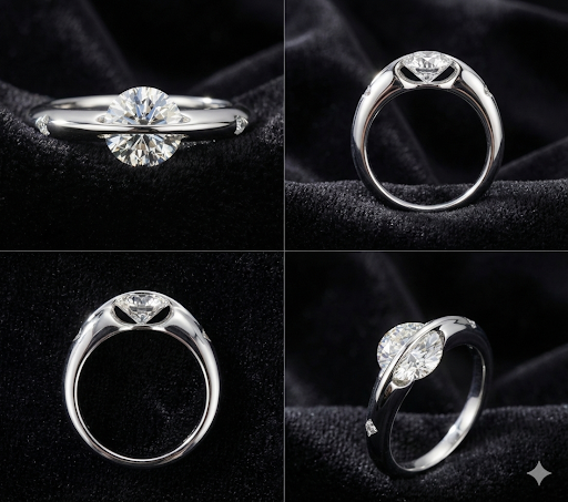 Anillo Moissanita 1ct Ba o Oro Plata 925 Certificado GRA-3