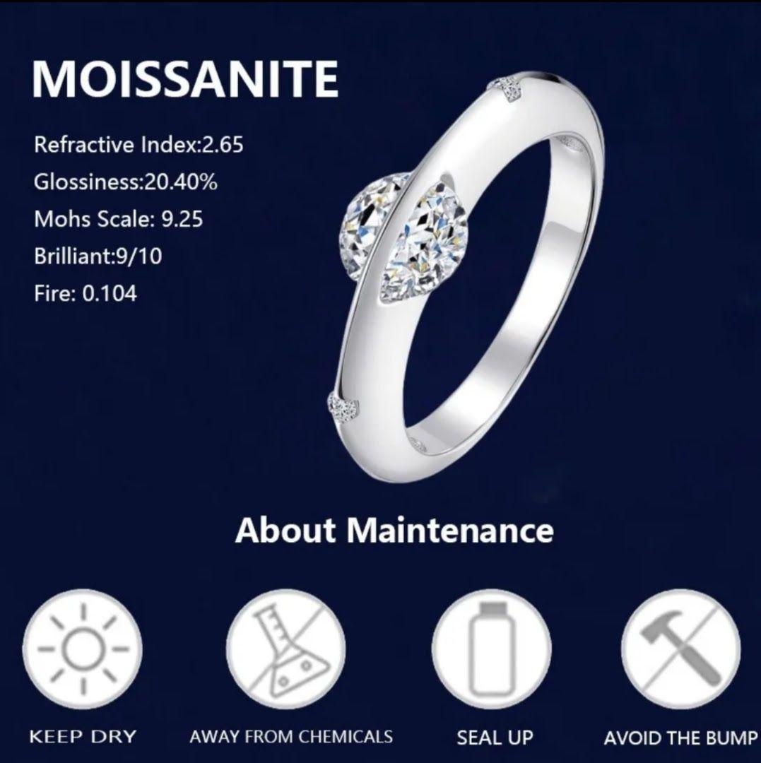 Anillo Moissanita 1ct Ba o Oro Plata 925 Certificado GRA-4