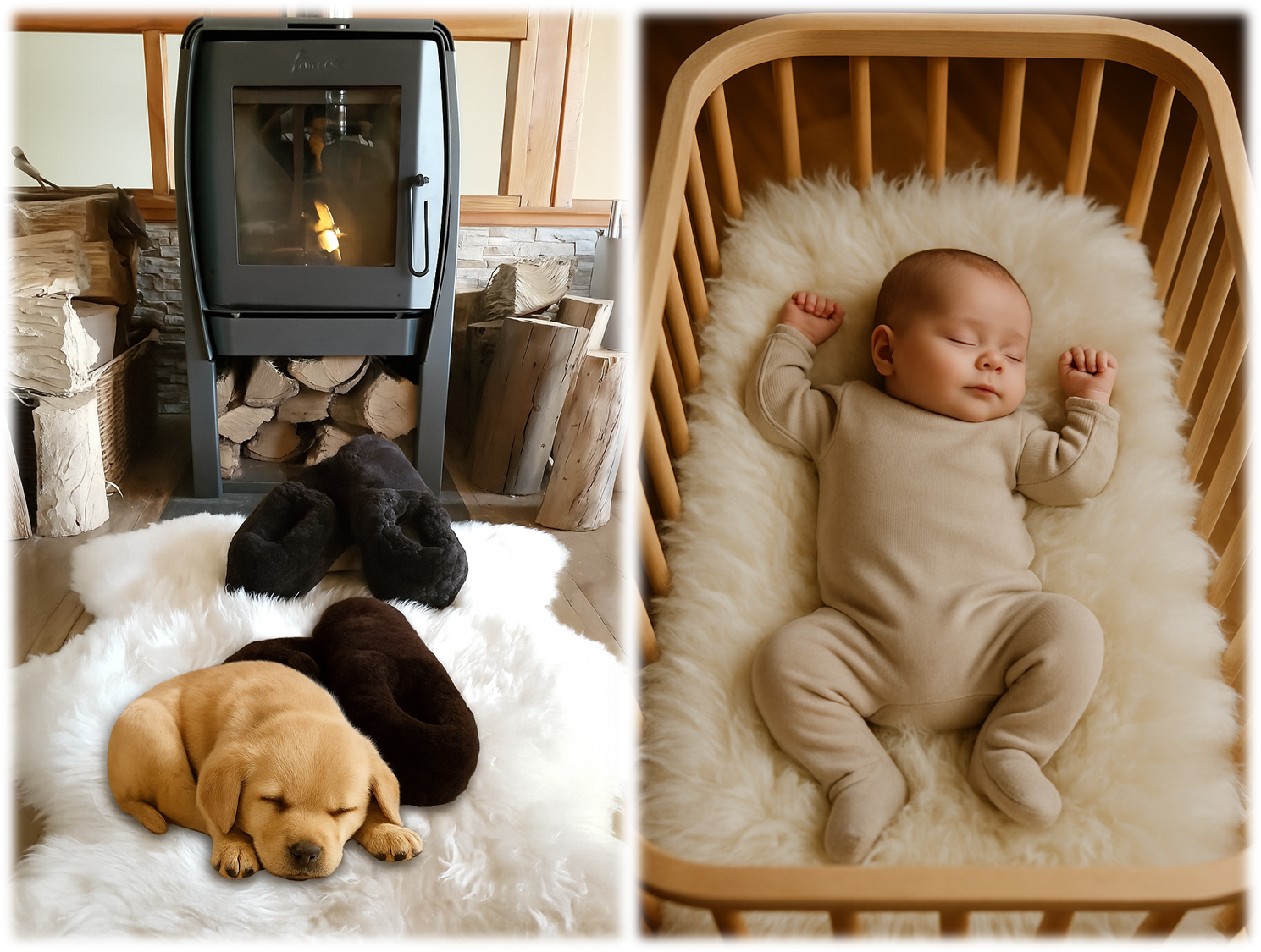 Alfombra de Apego de Oveja Lana Natural-2