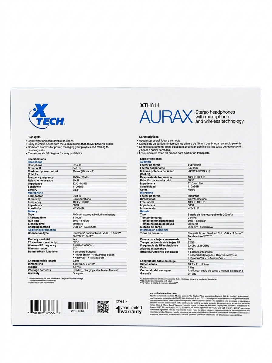 AUDIFONOS INALAMBRICOS BLUETOOTH - XTECH - XTH 614 AURAX-1