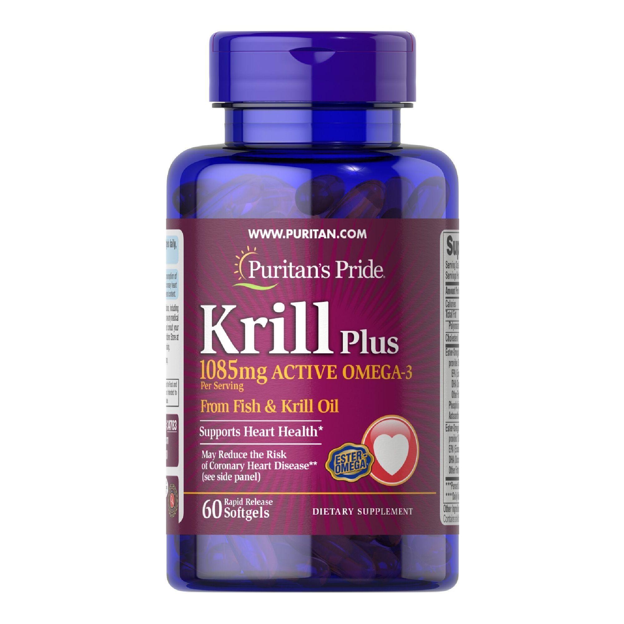 Krill Omega 3 Astaxantina DPA DHA 60 Capsulas blandas PURITANS PRIDE-0