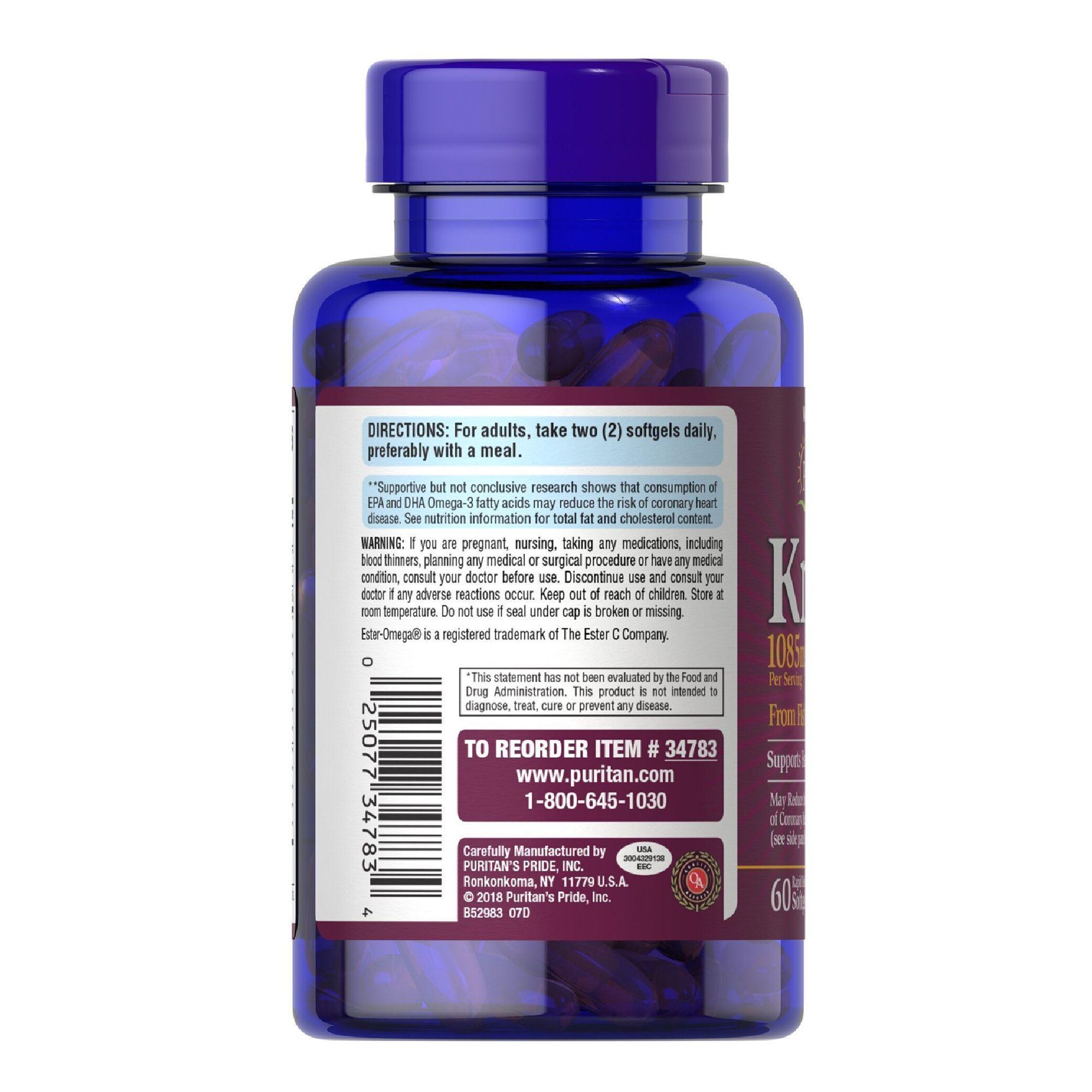 Krill Omega 3 Astaxantina DPA DHA 60 Capsulas blandas PURITANS PRIDE-2