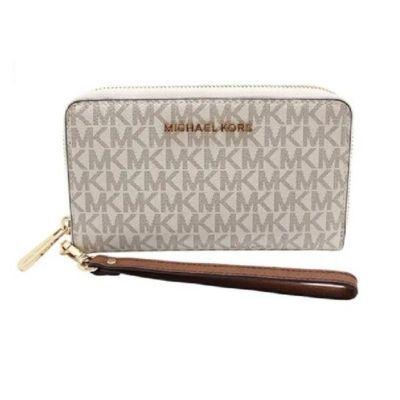    BILLETERA PORTA CELULAR MICHAEL KORS CON CIERRE VAINILLA CON PRINT COD. 8743-0