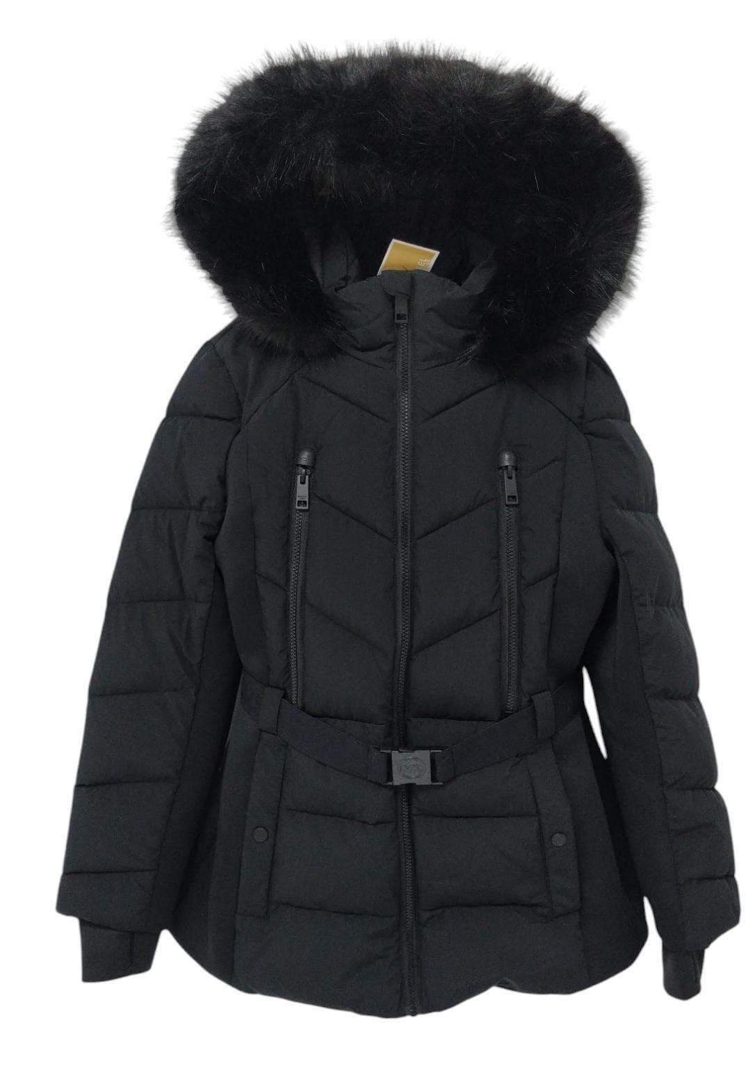 CHAQUETA GRUESA / PARKA DE DAMA MICHAEL KORS NEGRA CON GORRO TALLA S COD. 7889-0