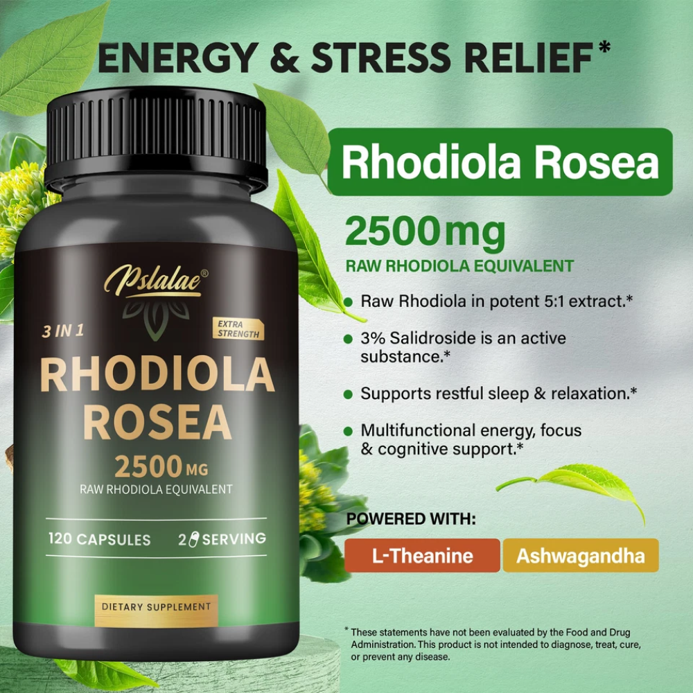 Suplemento Rhodiola Rosea 2500 mg Ashwagandha y L-Teanina Extra Strength Pslalae-3