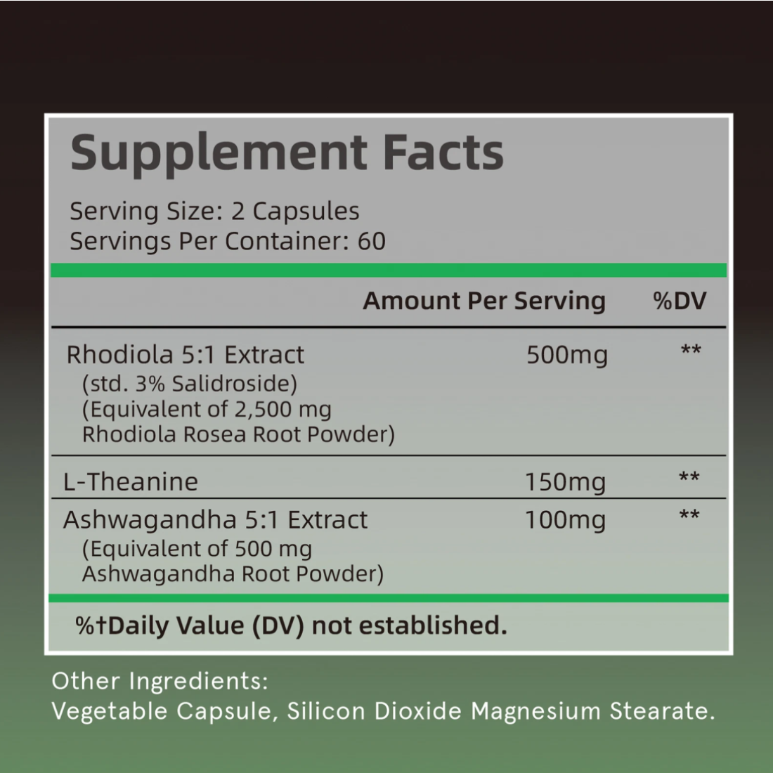 Suplemento Rhodiola Rosea 2500 mg Ashwagandha y L-Teanina Extra Strength Pslalae-5