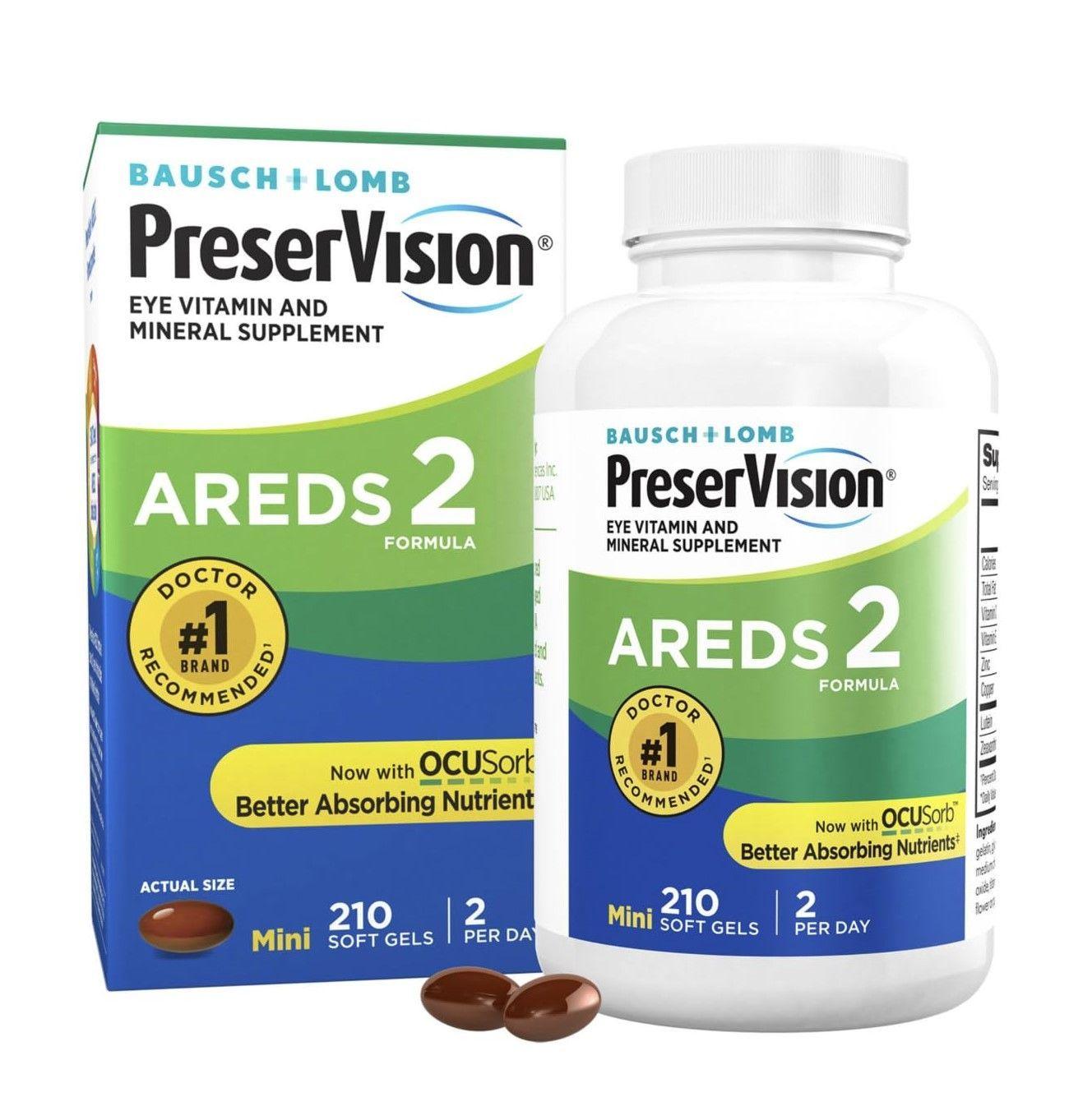 Gel Preservision Areds 2 Formula Bausch + Lomb Cuidado de la Vista 210 Mini Gelcaps-0