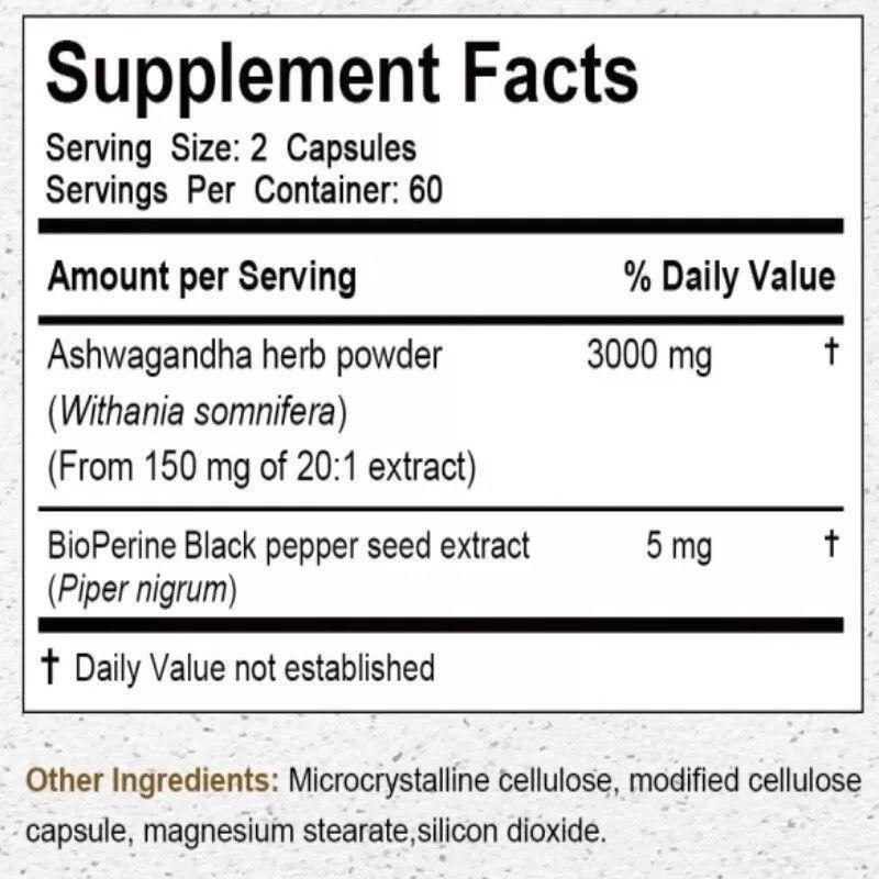 Ashwagandha Balincer Extra Strength 3000mg 120 Vegetal Caps-6