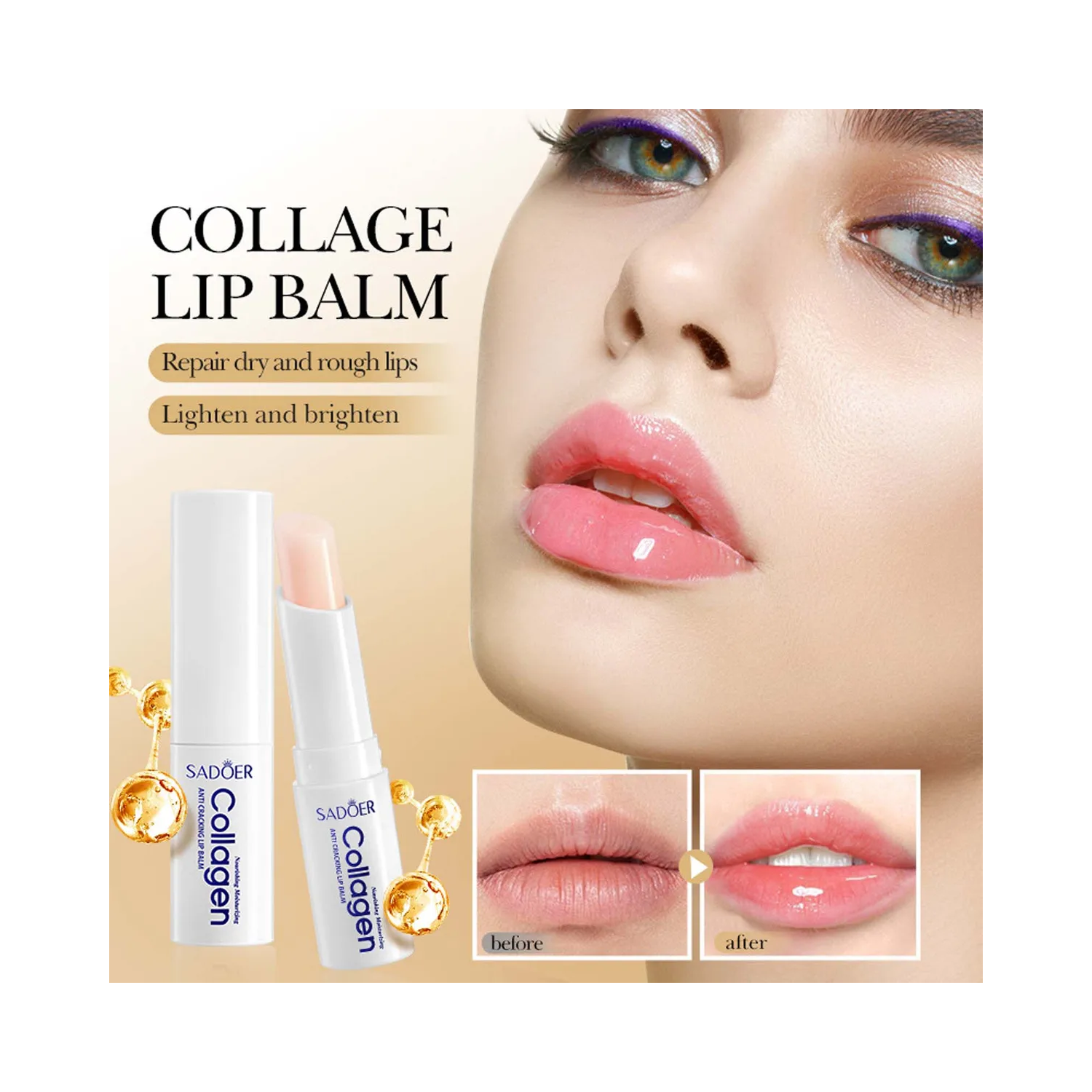 Balsamo Labial Sadoer Con Colageno Reparador  Hidratante 27g-2