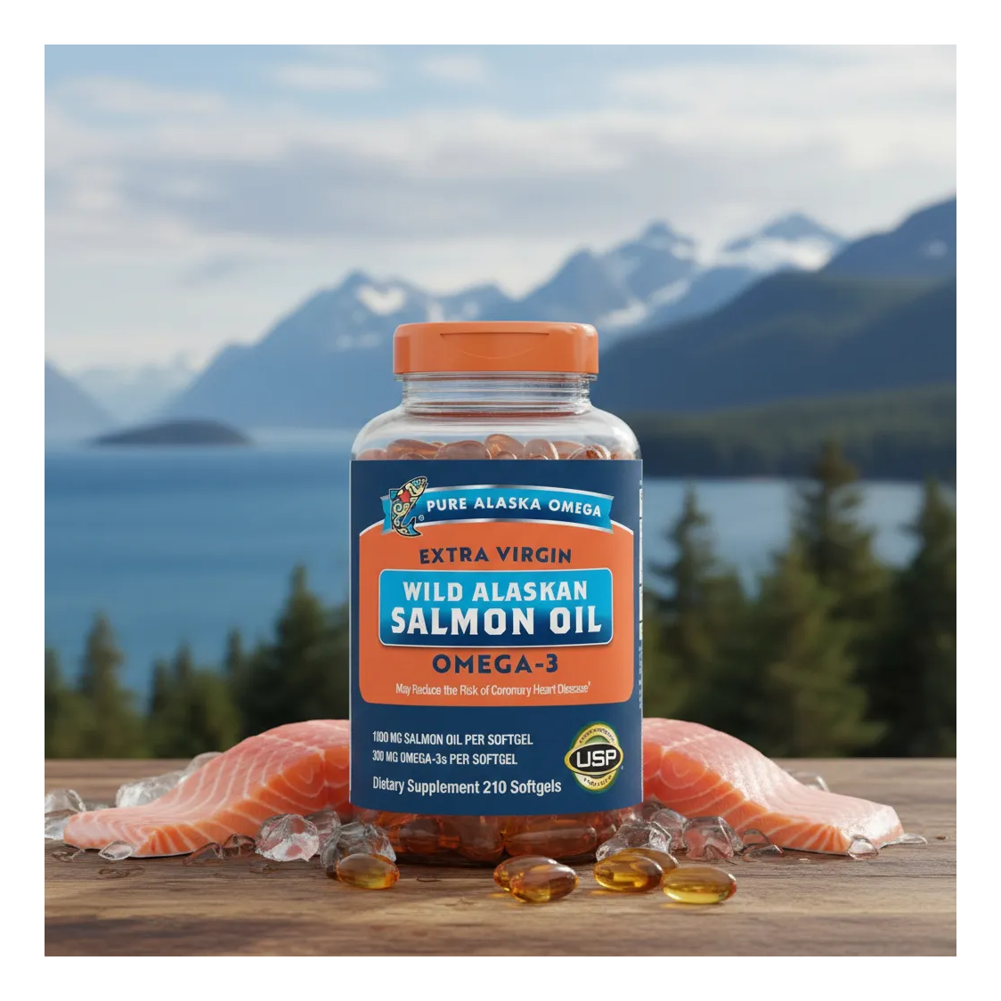 Pure Alaskan Salmon Oil Omega 3 Aceite De Salmon 2000mg 210 softgel-1