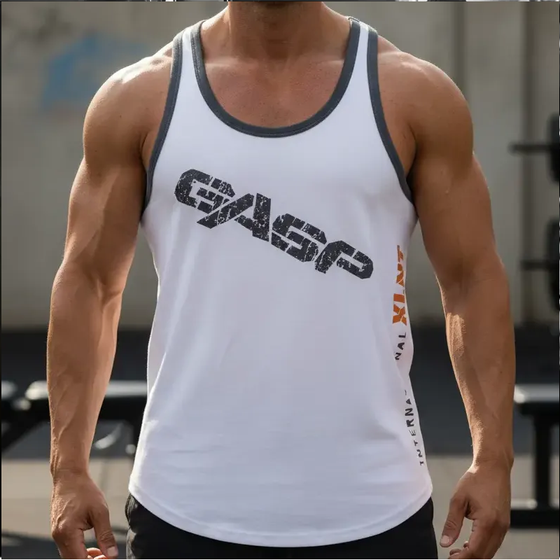 Gasp Polera Sin Mangas Musculosa Gym Vintage T-back Color White Talla M-2