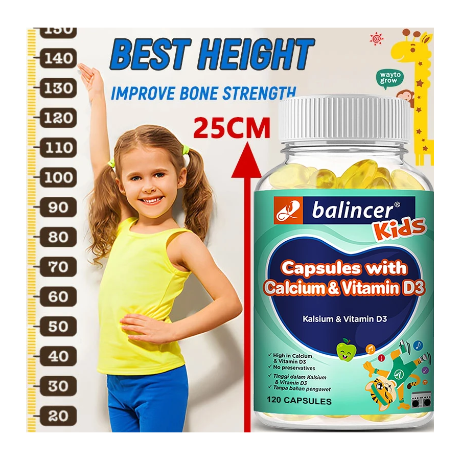 Balincer Kids Height Growth Crecimiento Oseo y Altura Niños 120 Liquid Gel Caps-6