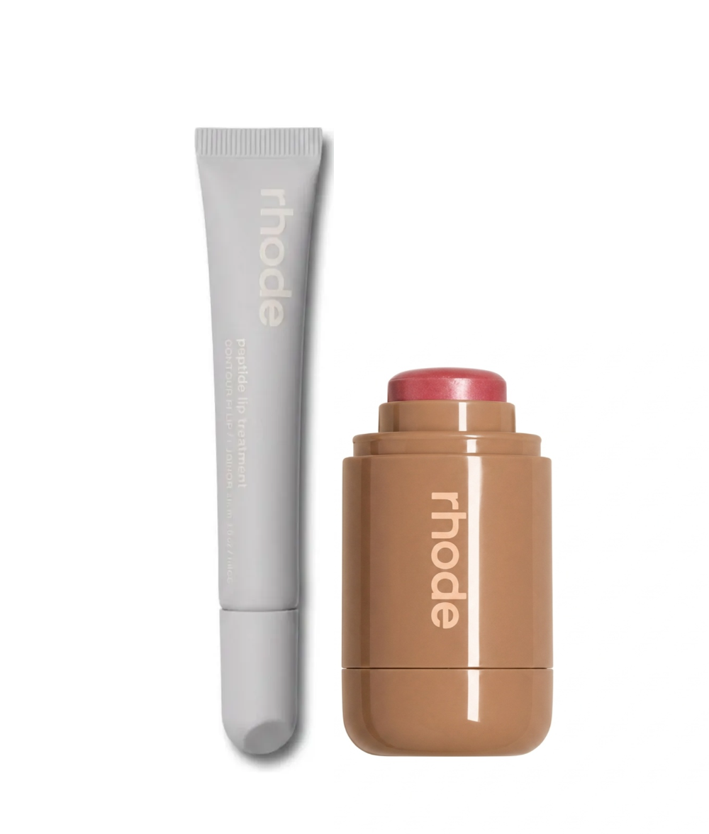 Rhode Labia Peptide Lip Tint Caramel + Rhode Pocket Blush Tan Line-0