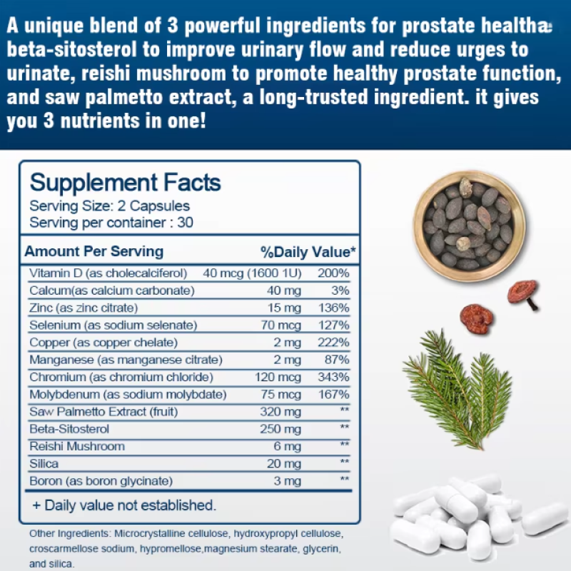 Glowpure Prostate Advanced Saw Palmetto Cuidado Prostata 60 caps-5