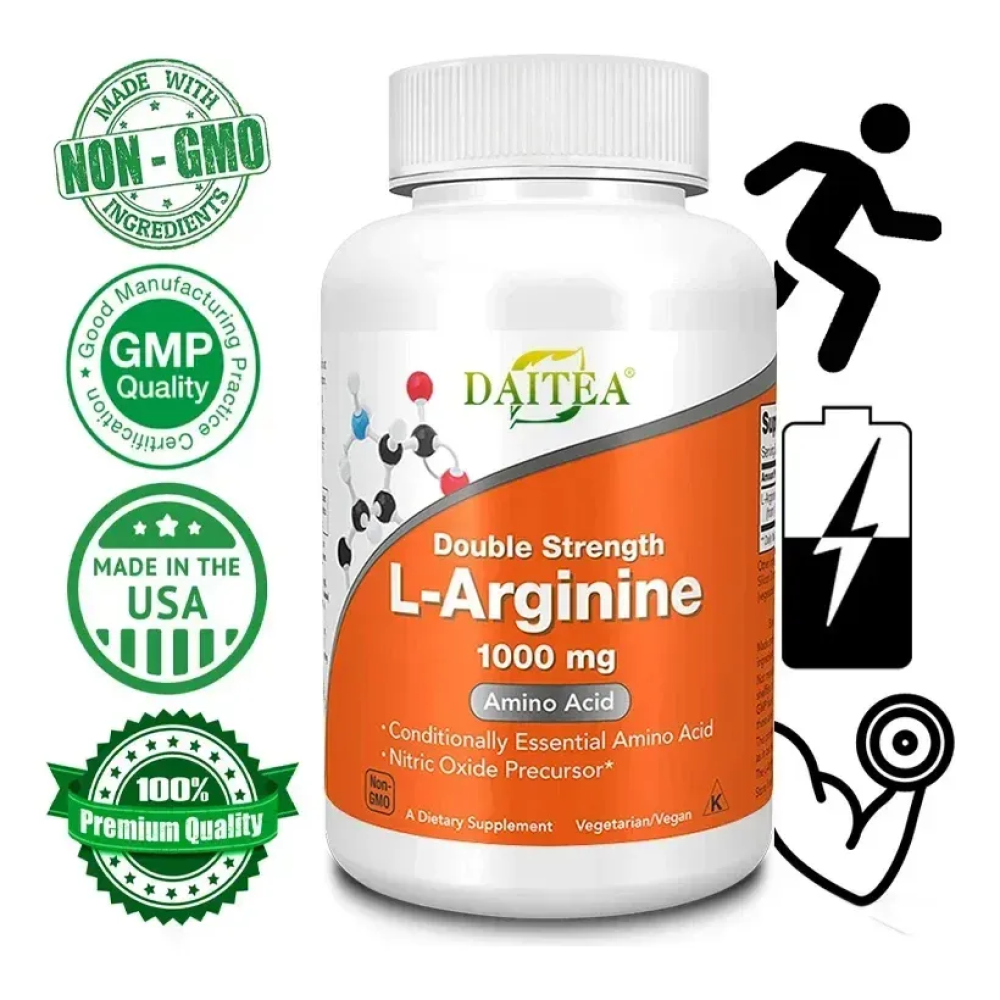 Arginina Hcl 1000mg Double Strength  Oxido Nitrico 60 Caps-2