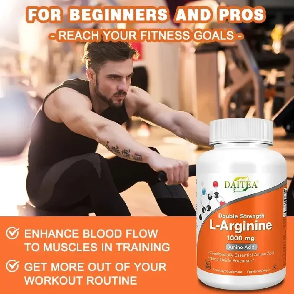 Arginina Hcl 1000mg Double Strength  Oxido Nitrico 60 Caps-3