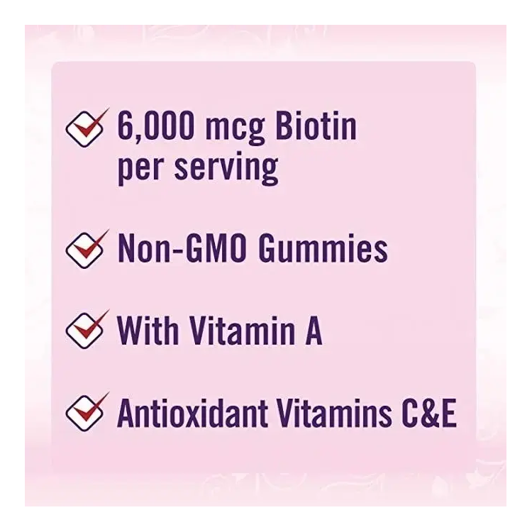 Natures Bounty Hair Skin & Nails Biotina 6000mcg 230 Gomitas Strawberry-2
