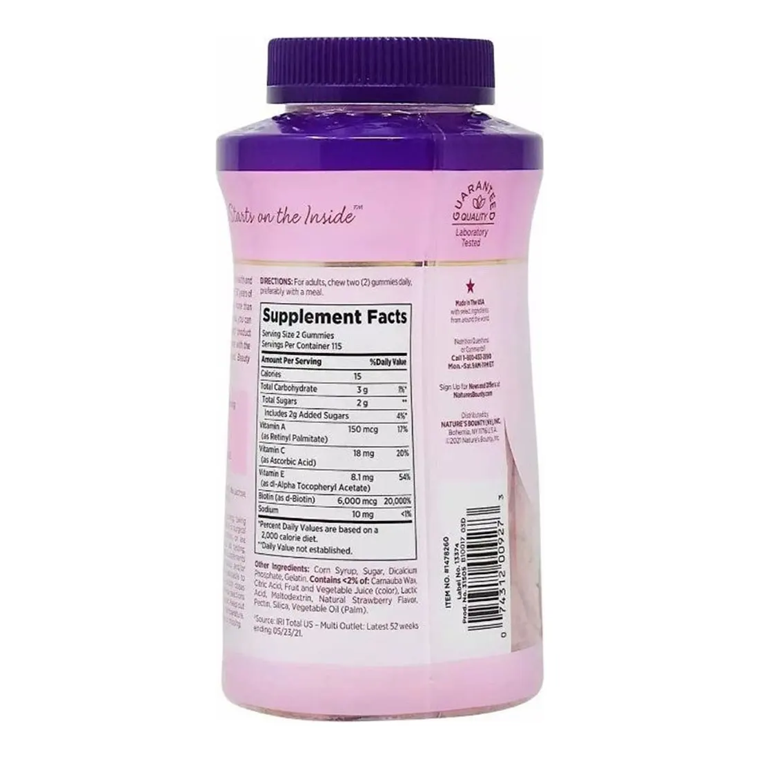 Natures Bounty Hair Skin & Nails Biotina 6000mcg 230 Gomitas Strawberry-6