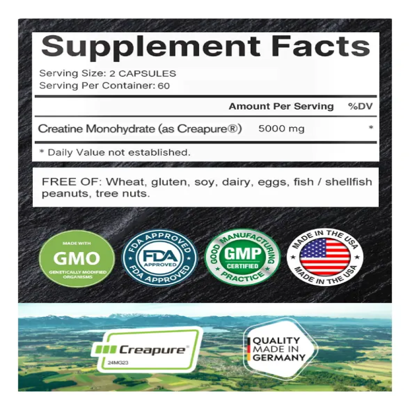 Creatina Monohidrato Micronizada Creapure 5000mg 120 Gelcaps-7