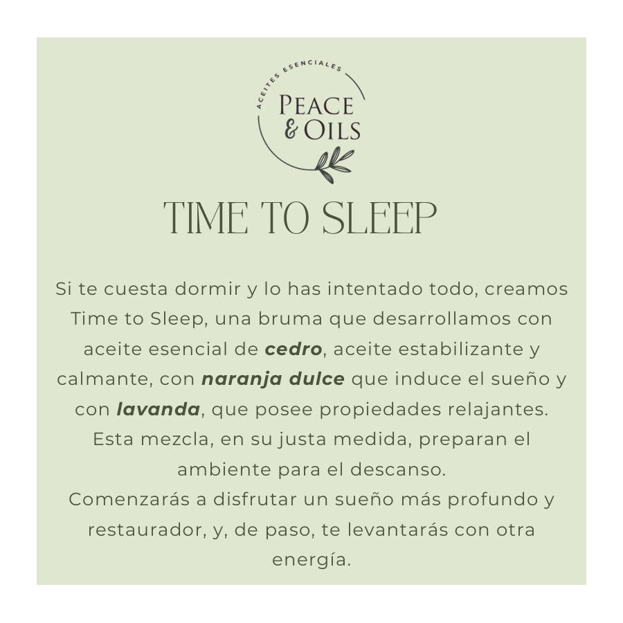 Bruma Aromatizante Espacios Peace & Oils Spray 500ml Fragancia Time to Sleep-2