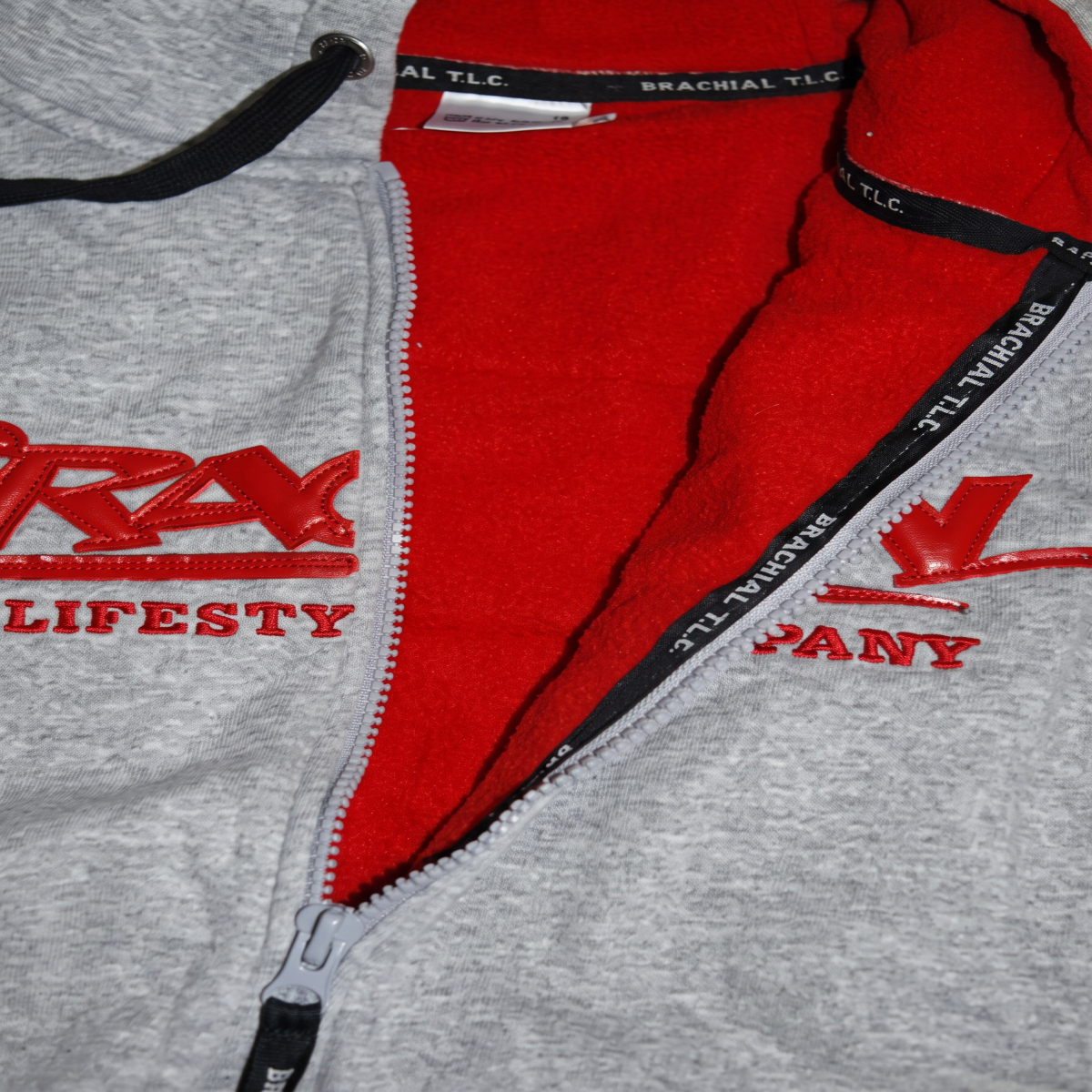 Brachial Poleron Deportivo Gimnasio Crew Zip Hoodie L Grey-2