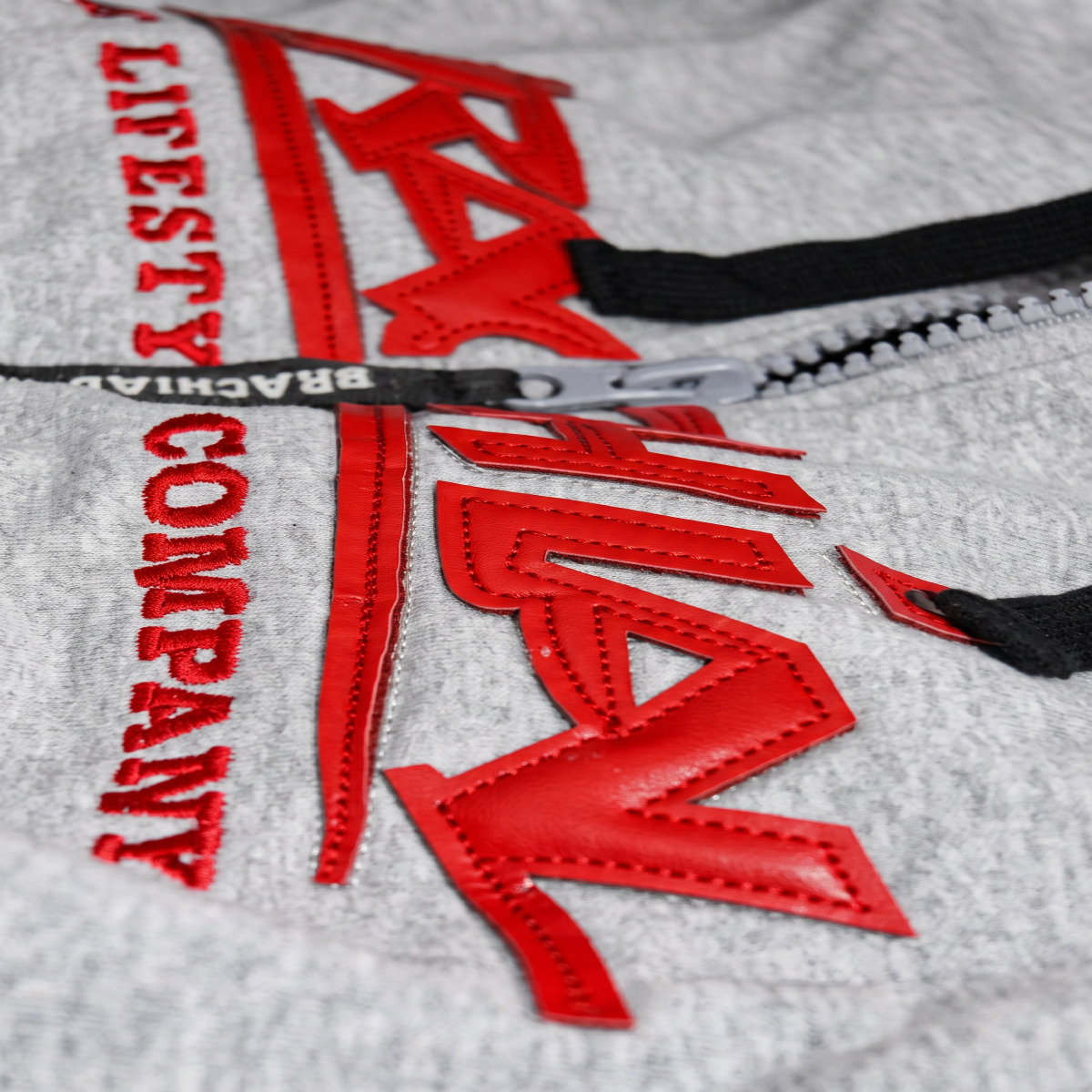 Brachial Poleron Deportivo Gimnasio Crew Zip Hoodie L Grey-4