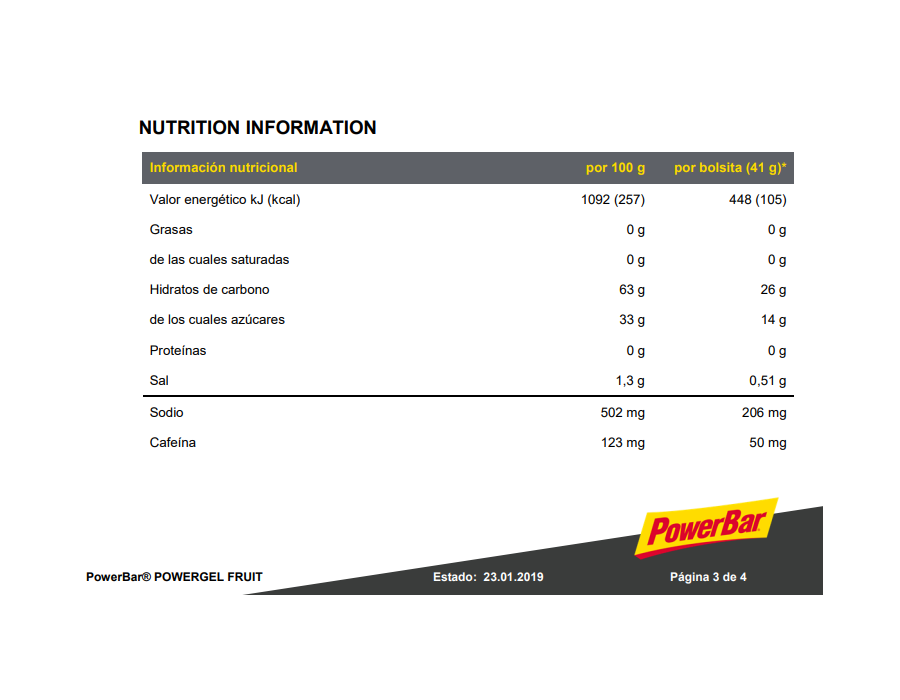 Powerbar Power Gel Fruit Energy Gel 24u Mango Passion Fruit Caffeine-5