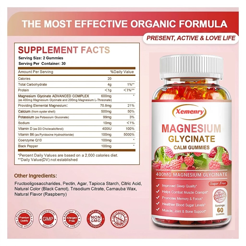 Gomitas De Glicinato De Magnesio 400mg Xemenry 60 Gomitas-7