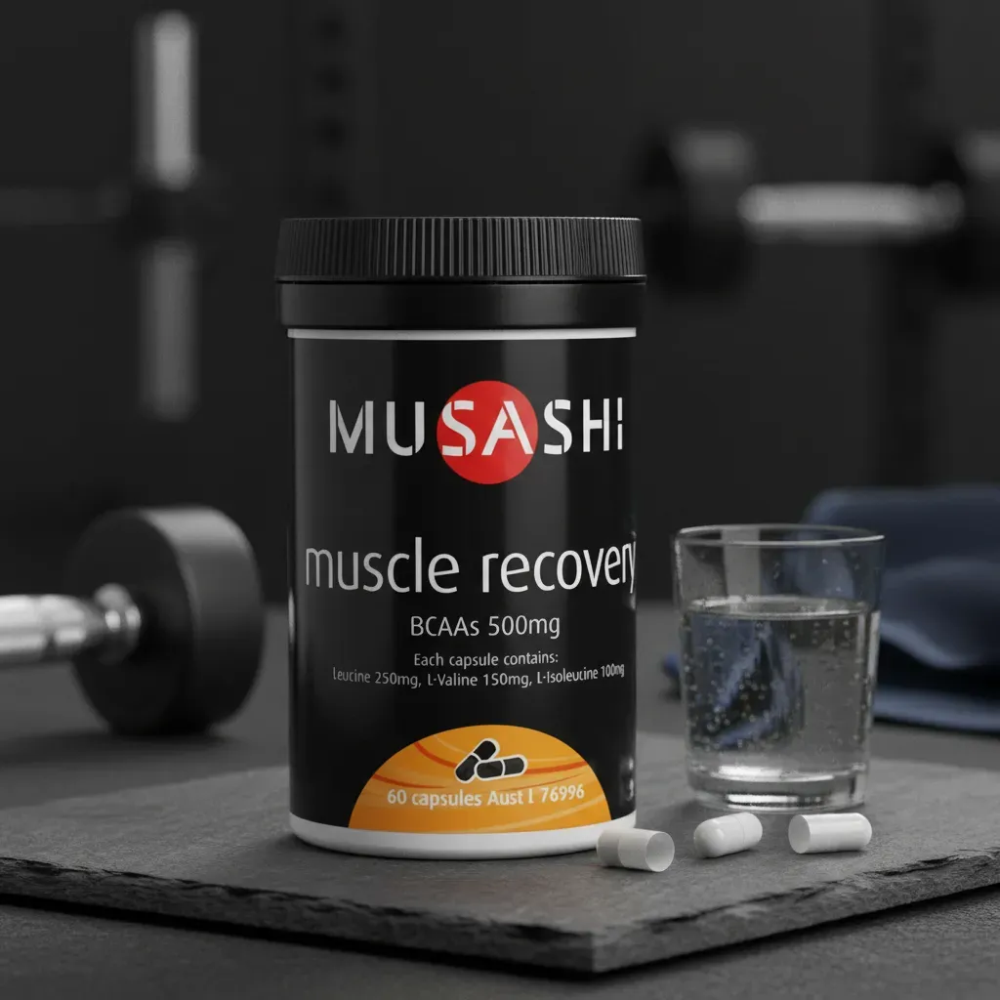 Musashi Amino Muscle Recovery Aminoacidos Bcaa 1000mg 60 Cap-3