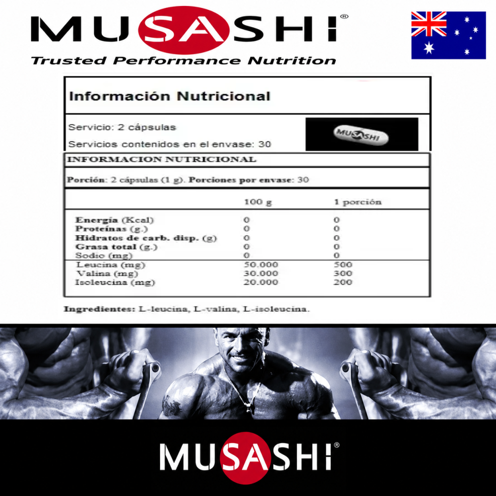 Musashi Amino Muscle Recovery Aminoacidos Bcaa 1000mg 60 Cap-4