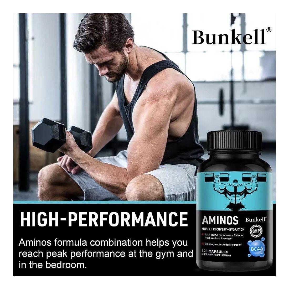 Bunkell Aminos Hydro Bcaa Aminoacidos Crecimiento Muscular 120 caps-5