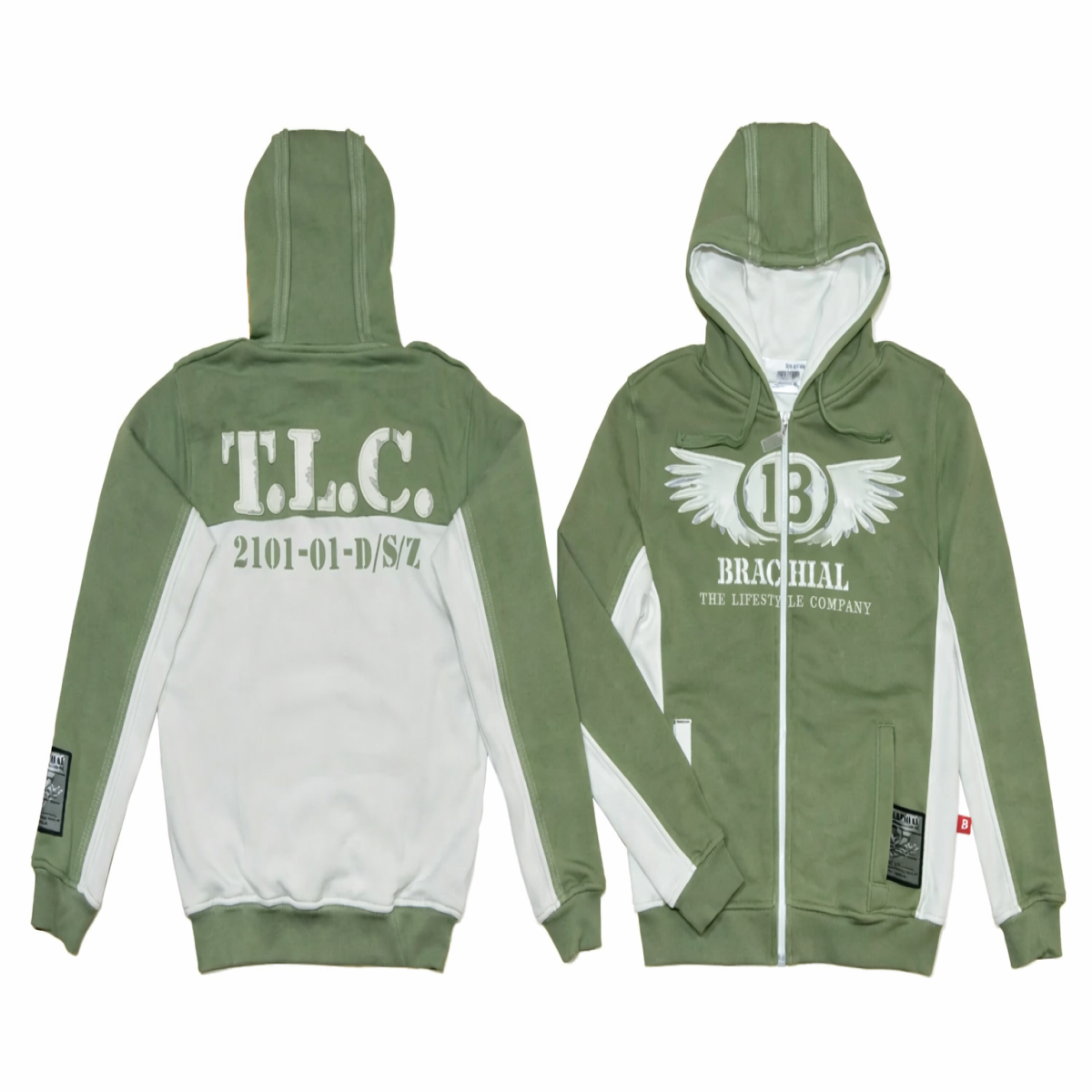 Brachial Poleron Deportivo Gimnasio Harley Zip Hoodie M Verde Musgo-2