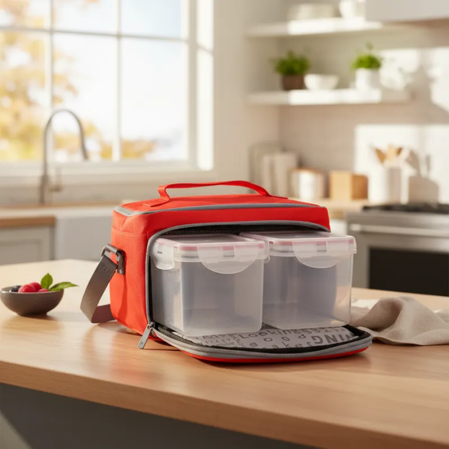 Lonchera Termica Fitmark The Box SM Red Organizador Comida Con Contenedores-6