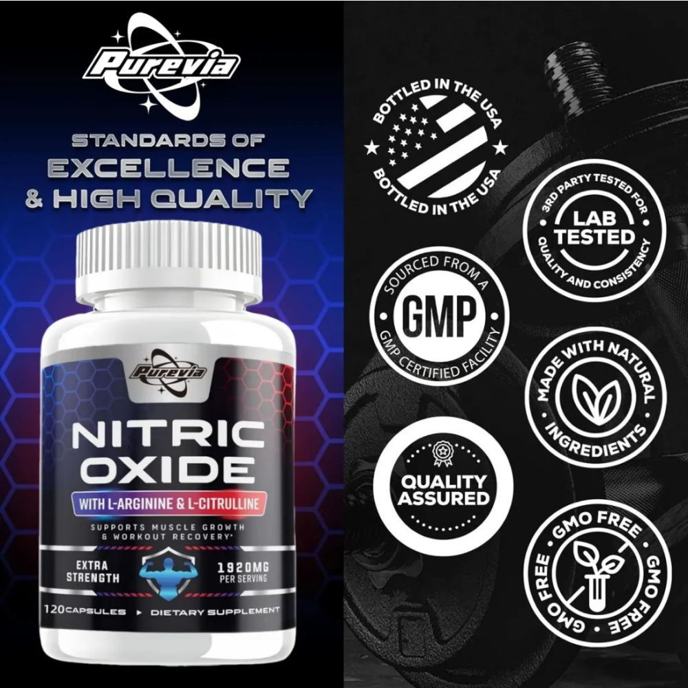 Suplemento Nitrix Aumento Oxido Nitrico Purevia 1920mg 120 caps-4