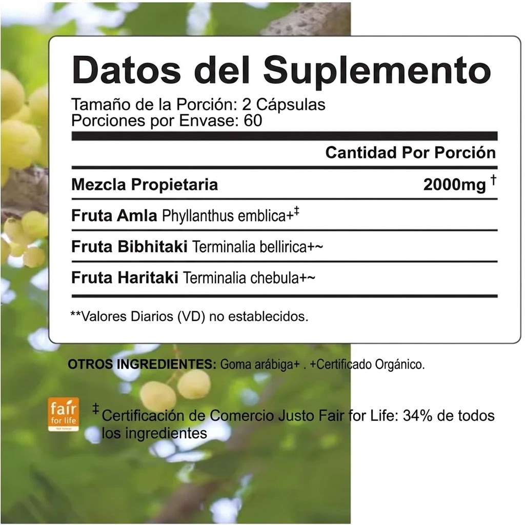 Triphala 2000mg Organico Antioxidante Cleanse Detox Herbal 120caps-6