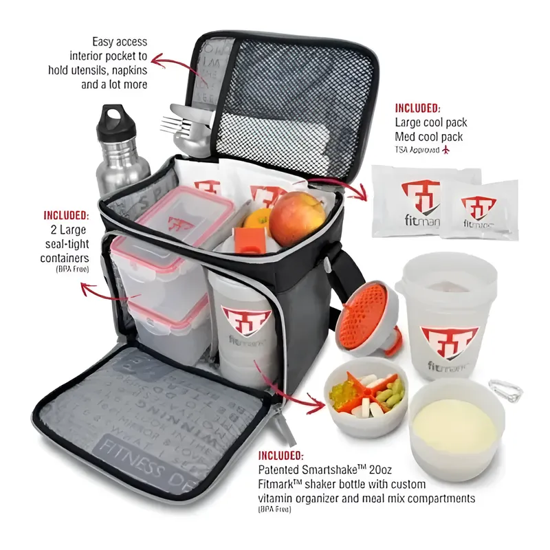 Lonchera Termica Fitmark The Box Red Smart Shaker V2 Organizador Comida Con Contenedores-2