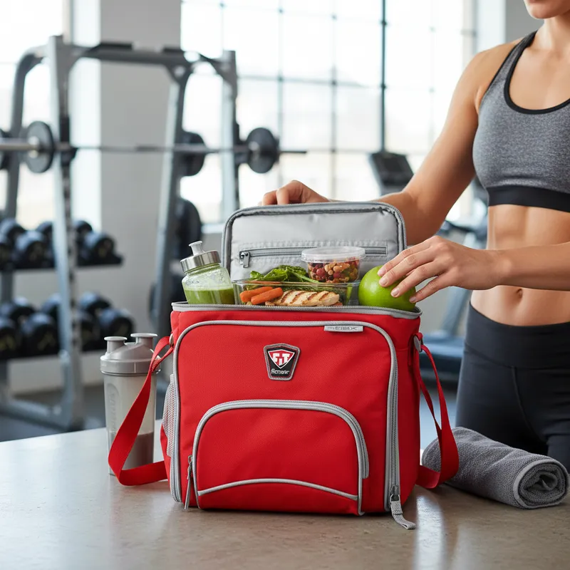 Lonchera Termica Fitmark The Box Red Smart Shaker V2 Organizador Comida Con Contenedores-7
