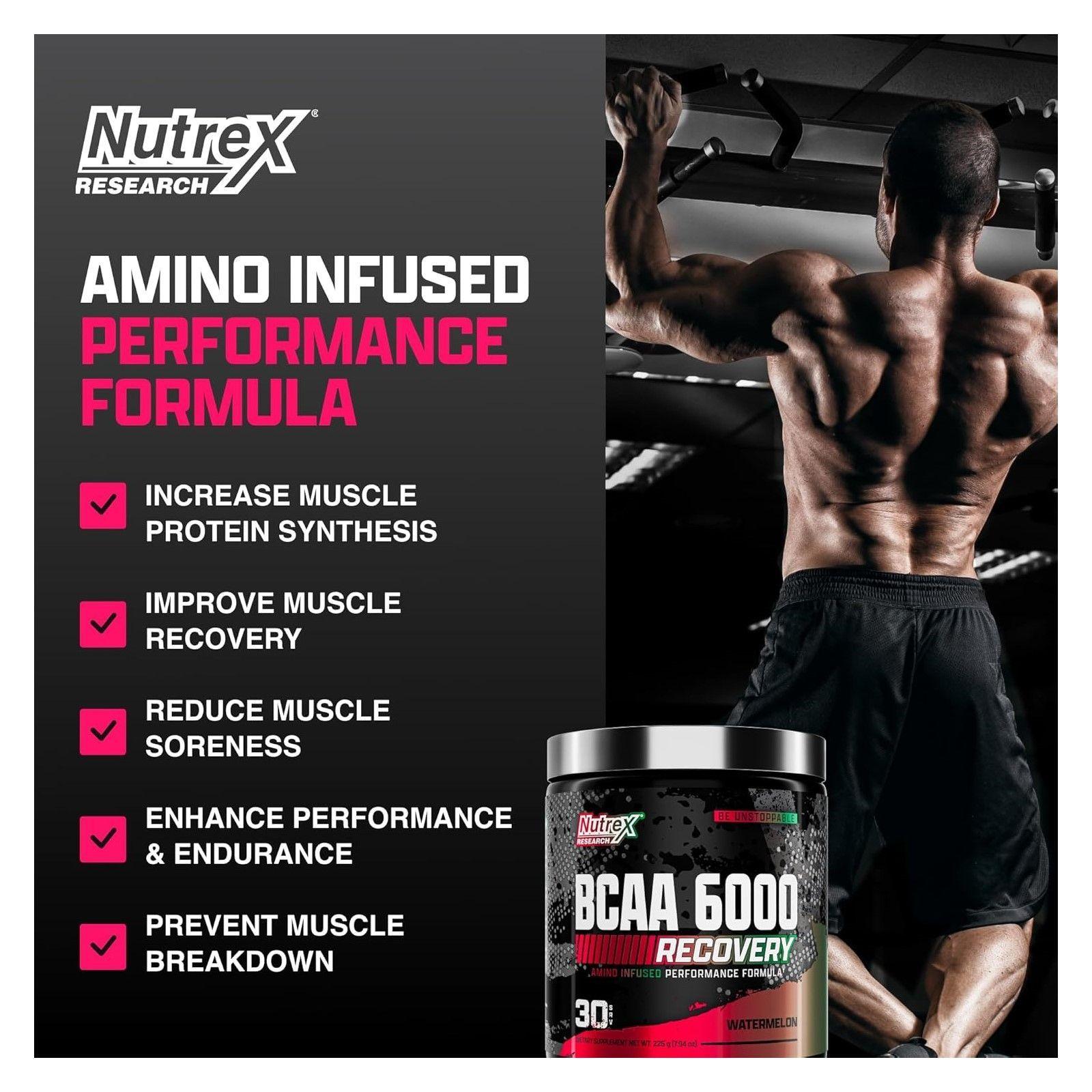 Bcaa 6000 Recovery Nutrex Aminoacidos 225gr En Polvo Sandia Watermelon-3