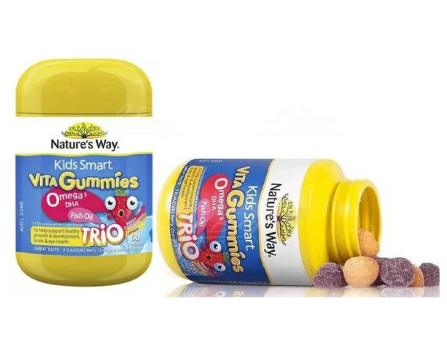 Kids Smart Natures Way Gomitas Omega 3 Dha Fish Oil para Niños 60 unid Trio Berries-4