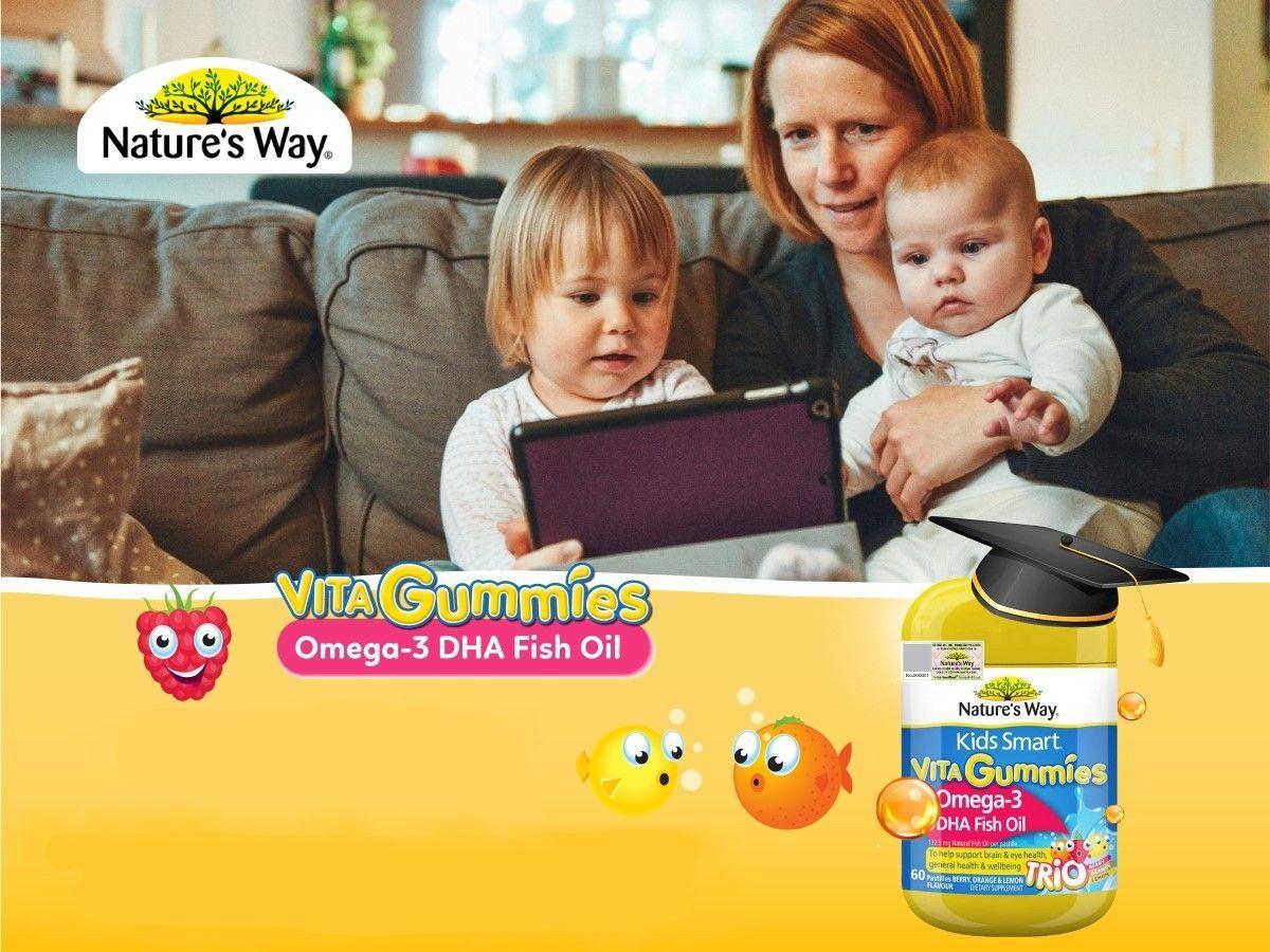 Kids Smart Natures Way Gomitas Omega 3 Dha Fish Oil para Niños 60 unid Trio Berries-5