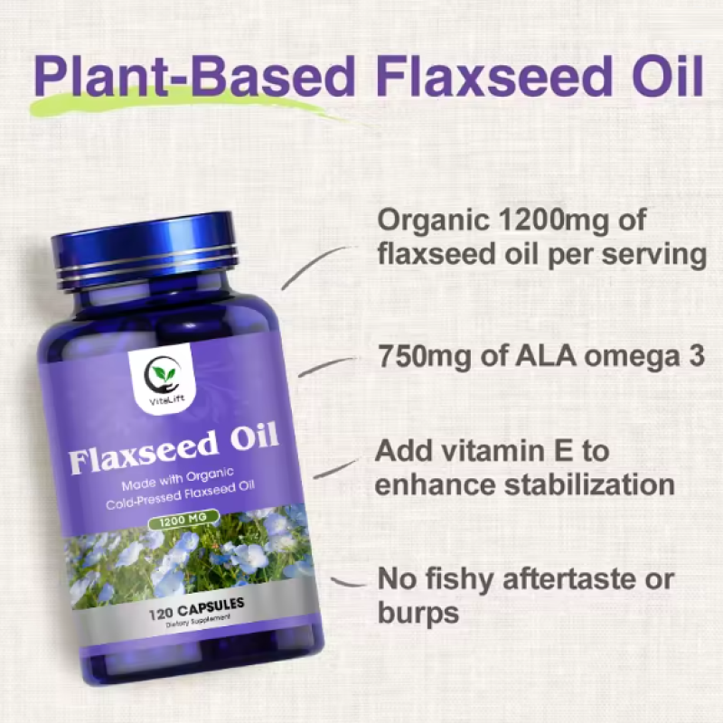 Aceite De Linaza Organico 1200mg Flaxseed Oil Omega 3 6 9 Vitalift 120 caps-4