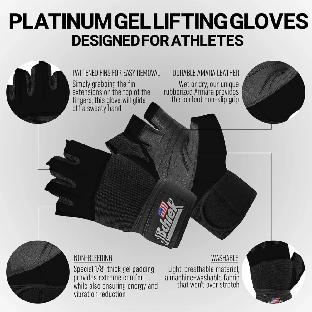 Guantes De Gimnasio Para Pesas Schiek 530 Platinum Series -3