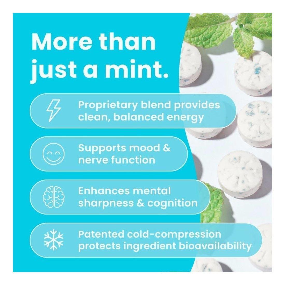 Neuro Mints Cafeina L-teanina Vitamina B12 y B6 Pastillas Energia 90un Menta fresca-4