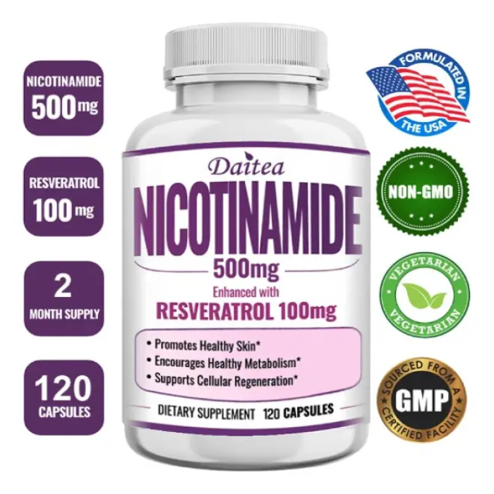 Antioxidante Nicotinamida 500mg  Y Resveratrol 100mg 120caps-4