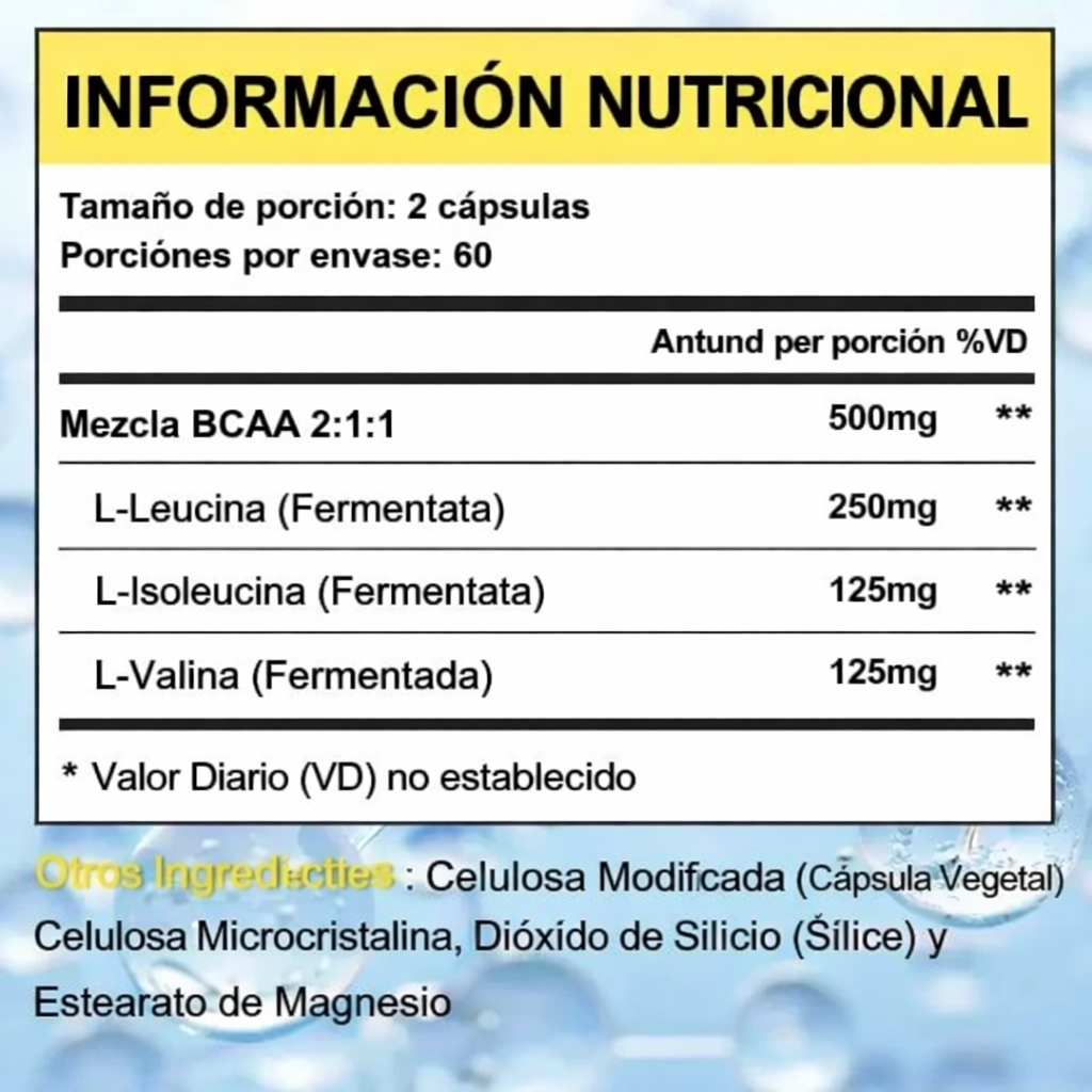 Bcuelov Bcaa Aminoacidos 500mg Crecimiento y Proteccion Muscular 120 Caps-7