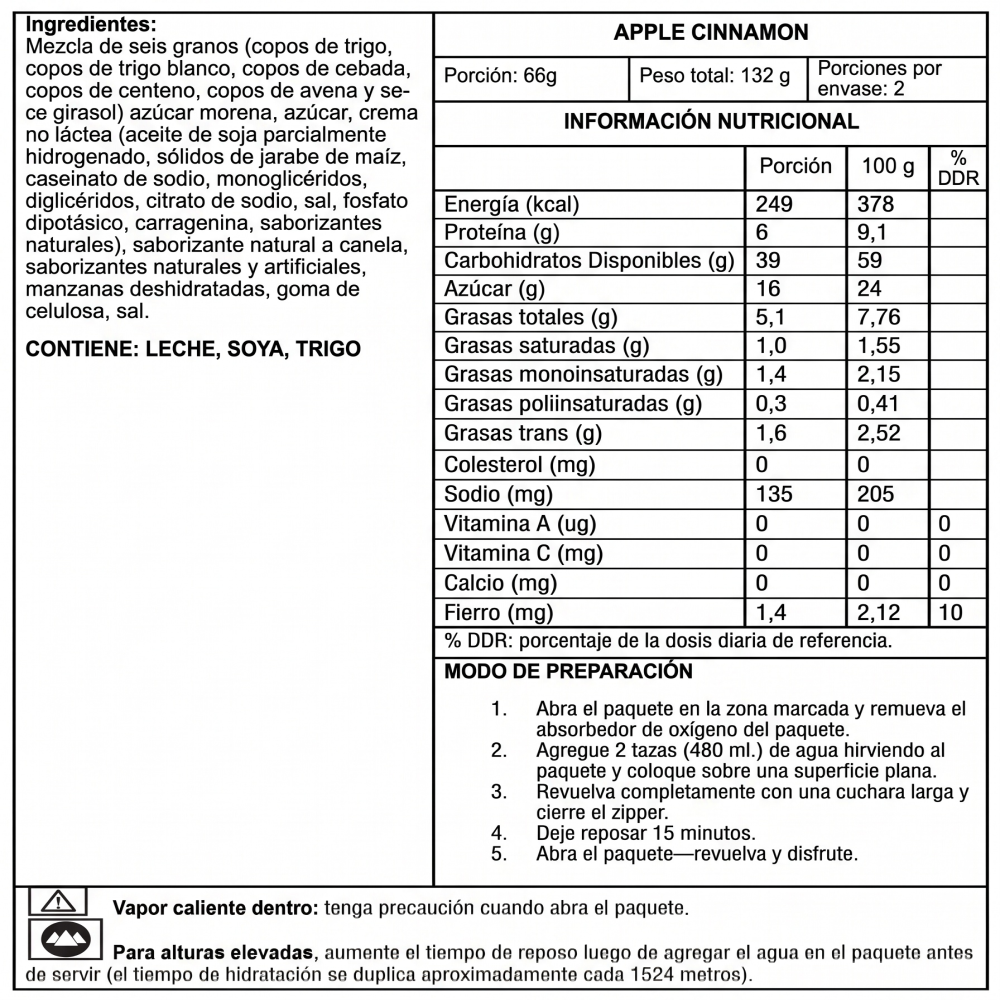 Wise Food Outdoor Comida Liofilizada Cereal 2 Servicios Cinnamon Camping-6