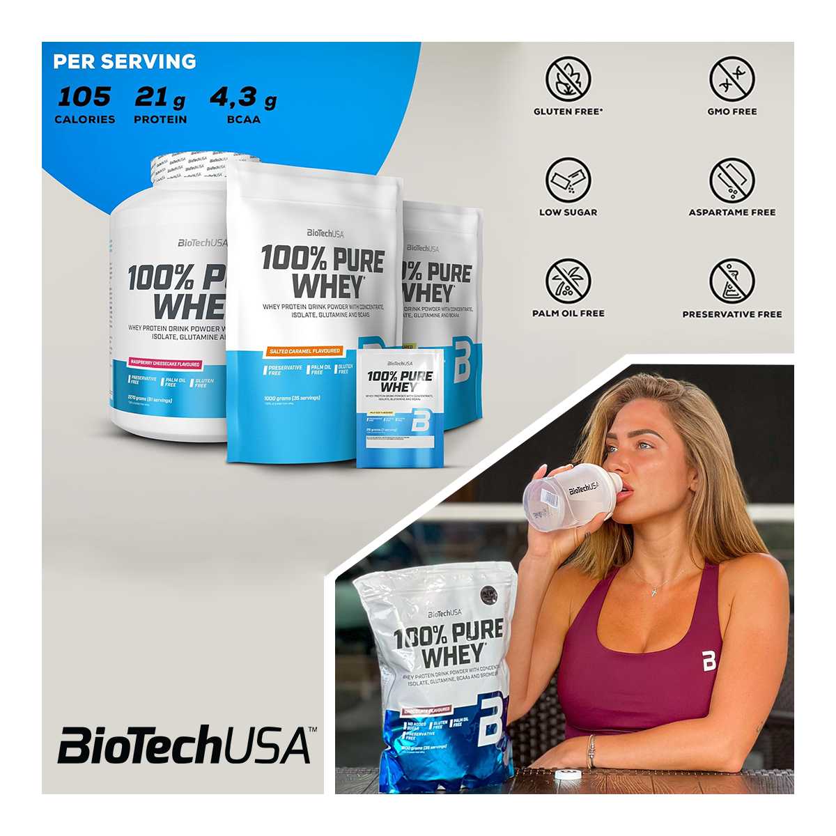 Biotechusa 100% Pure Whey Proteina Whey Protein 5 Lbs Milk Rice Arroz con Leche-2