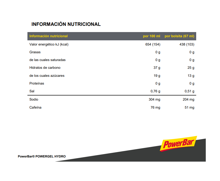 Powerbar Power Gel Hydro Energy Gel Liquido 24u Cherry Caffeine-5
